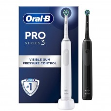 Электрические зубные щетки Oral-B Braun Pro 3 Cross Action набор из двух щеток черная и белая с датчиком давления 3 режима
