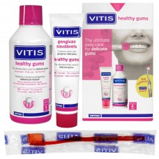 Набір Vitis Healthy Gums  зубна паста 100 мл та ополіскувач 500 мл та зубна щітка у подарунок